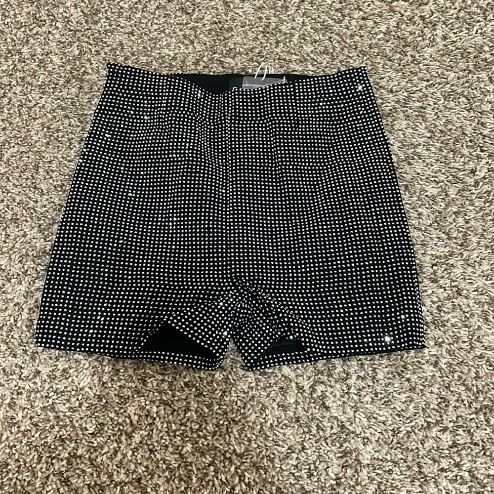 High waisted rhinestone shorts